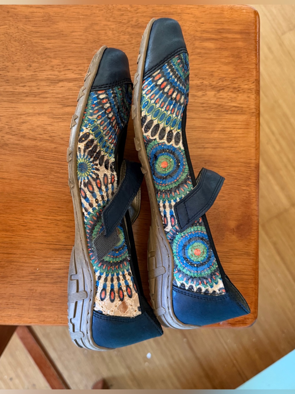 Rieker Anti-Stress Navy Multicolor Mary Jane Flats with Strap 42 - Picture 8 of 8